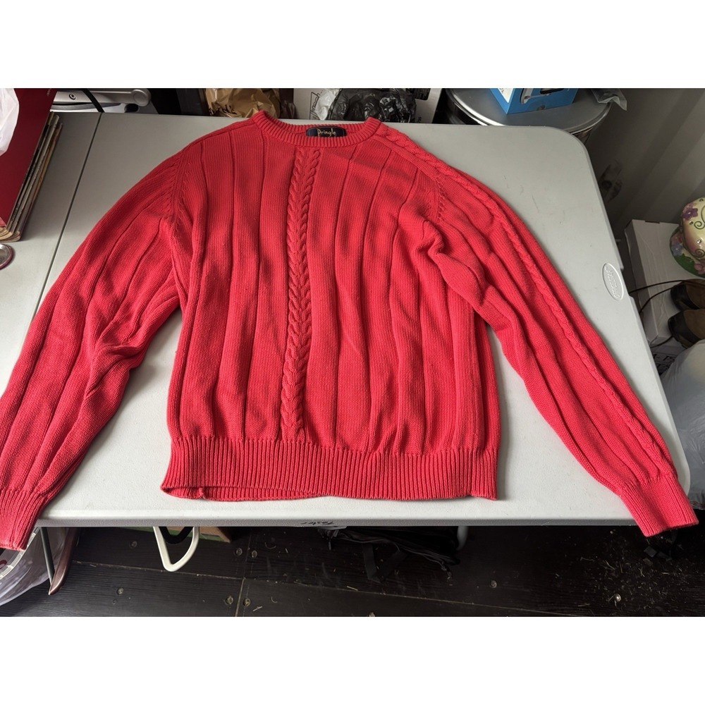 Pringle Cable Knit Cotton Sweater Size XXL Men's Magenta Red
